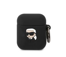 Karl Lagerfeld 3D Logo NFT Karl Head Silikónové Puzdro pre Apple Airpods 1/2 čierna