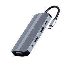 Gembird A-CM-COMBO8-02 / HUB 8V1 / HDMI / VGA / 3.5mm / USB-A / USB-C / čítačka kariet