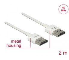 DeLock Kábel High Speed HDMI s Ethernetom HDMI-A (M) - HDMI-A (M) 3D 2m / 4K / Slim High Quality