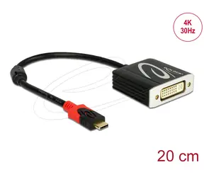DeLock Adaptér USB Type-C (M) - DVI (F) čierna / DP Alt Mód / 4K / 30Hz