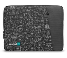 CONNECT IT CFF-7013-DD Doodle čierna / púzdro pre notebook 13.3&quot;