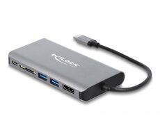 Delock Doková stanica USB Type-C 4K - HDMI/DP/USB 3.2/SD/LAN/PD 3.0 sivá