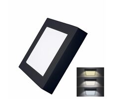 Solight WD171-B LED mini panel CCT / prisadený / 12W / 900lm / 3000K / 4000K / 6000K / štvorcový / čierna farba