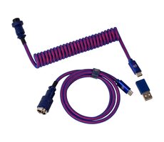 Keychron Premium Coiled Aviator Cable fialová / Kábel pre Custom klávesnice / 1.08m / USB-C / rovný konektor