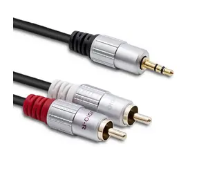 Qoltec 52339 Kábel 2xRCA - Mini Jack 3.5mm (M) 1m čierna