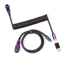 Keychron Premium Coiled Aviator Cable čierna / Kábel pre Custom klávesnice / 1.08m / USB-C / rovný konektor