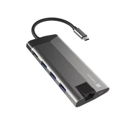 Natec Fowler Plus / Multiportový adaptér / 4K HDMI / 3 x USB 3.0 / 1x USB-C / RJ-45 / čítačka kariet