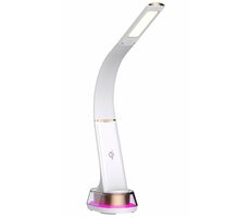 IMMAX CORELLA LED stolná lampička biela + zlaté prvky / Qi / 7W / 5V / 2.1 A / RGB podsvietenie / stmievateľná / USB