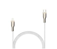 FIXED Nabíjací a dátový opletený kábel s konektormi USB-C/Lightning a podporou PD 1.2 m biela / MFI