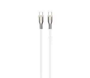 FIXED Krátky nabíjací a dátový opletený kábel s konektormi USB-C/USB-C a podporou PD 1.2 m biela