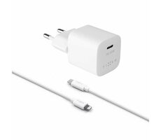FIXED Mini Set Sieťové nabíjačky 30 W biela / USB-C výstupom a USB-C - Lightning kábla / podpora PD / 1.2 m / MFI / 30W