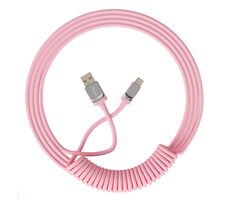Akko Krútený kábel USB-C (M) - USB-A (M) ružová / až 135 cm