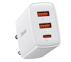 Baseus CCXJ-E02 Rýchlonabíjací adaptér biela / 2x USB-A / 1x USB-C / 30W