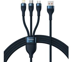 Baseus CASS030003 Kábel USB-A (M) - Micro USB (M) &amp; Lightning (M) &amp; USB-C (M) 1.2 m modrá / 100W