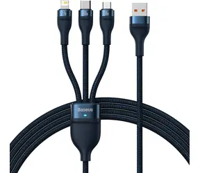 Baseus CASS030003 Kábel USB-A (M) - Micro USB (M) &amp; Lightning (M) &amp; USB-C (M) 1.2 m modrá / 100W