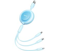 Baseus CAMJ010017 Kábel USB-A (M) - Micro USB (M) &amp; Lightning (M) &amp; USB-C (M) 1.1 m modrá