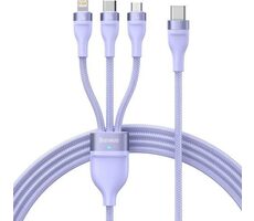Baseus CASS030205 Kábel USB-A (M) &amp; USB-C (M) - Micro USB 18 W (M) &amp; Lightning 20 W (M) &amp; USB-C 100 W (M) 1.5 m fialová