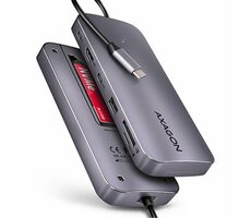 Axagon HMC-6GM2, USB 10Gbps húb, USB-A, USB-C, HDMI 4k/60Hz, M.2 slot, SD/mSD, PD 100W, kábel USB-C 20cm / dopredaj