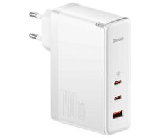 Baseus CCGP100202 GaN5 Pro Rýchlonabíjací adaptér biela / 2x USB-C / USB-A / 140W