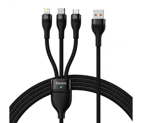 Baseus CASS040001 Kábel USB-A (M) - Micro USB 18 W (M) &amp; Lightning (M) &amp; USB-C 66 W (M) 1.2 m čierna