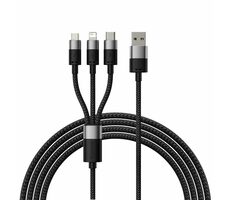 Baseus CAXS000001 Kábel USB-A (M) - Micro USB (M) &amp; Lightning (M) &amp; USB-C (M) 1.2 m čierna
