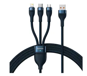 Baseus CASS040003 Kábel USB-A (M) - Micro USB 18 W (M) &amp; Lightning (M) &amp; USB-C 66 W (M) 1.2 m modrá