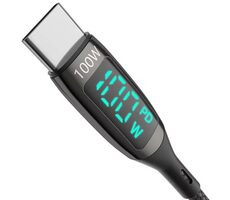 BlitzWolf BW-TC23 100W napájací kábel s displejom USB-C (M) - USB-C (M) 1.8m čierna