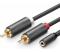 Ugreen AV102 Adaptér 2x RCA (Cinch - M) - 3.5 mm jack (F) 2 m čierna