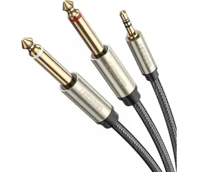 Ugreen AV126 Kábel TRS 3.5 mm - 2x TS 6.35 mm - 1m sivá