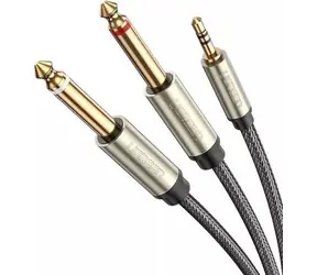Ugreen AV126 Kábel TRS 3.5mm - 2x TS 6.35mm - 2m sivá
