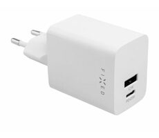 FIXED Mini Sieťová nabíjačka s USB-C a USB výstupom biela / Podpora PD / 45W