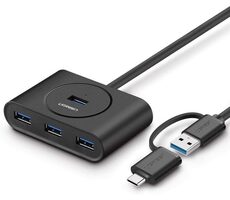 Ugreen USB HUB USB 3.0 + USB-C čierna / 3.1 4-ports OTG