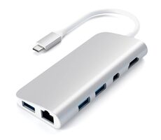 Satechi ST-TCMM8PAS USB Hub / USB-C &amp; HDMI / USB-C / RJ45 / 3x USB 3.0 / SD &amp; Micro SD / Mini DP
