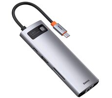 Baseus CAHUB-CV0G Metal Gleam Series Dokovacia stanica / 3x USB 3.0 / 1x HDMI / 1x USB-C / 1x RJ45 / microSD/SD