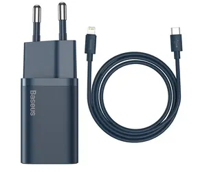 Baseus TZCCSUP-B03 Super Si Rýchlonabíjací adaptér modrá / 1x USB-C / 20W / Kábel USB-C (M) - Lightning (M)