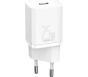 Baseus CCSP020102 Super Si Rýchlonabíjací adaptér biela / 1x USB-C / 25W 