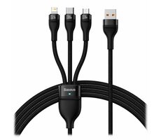 Baseus CASS030001 Kábel USB-A (M) - Micro-USB (M) 18 W &amp; USB-C (M) 100 W &amp; Lightning (M) 20 W 1.2 m čierna 