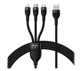 Baseus CASS030001 Kábel USB-A (M) - Micro-USB (M) 18 W &amp; USB-C (M) 100 W &amp; Lightning (M) 20 W 1.2 m čierna 