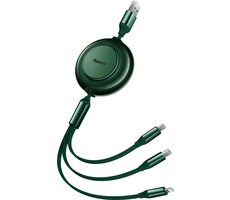 Baseus CAMJ010006 Kábel USB-A (M) - Micro-USB (M) &amp; USB-C (M) &amp; Lightning (M) 1.1 m zelená