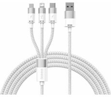 Baseus CAXS000002 Kábel USB-A (M) - Micro-USB (M) &amp; USB-C (M) &amp; Lightning (M) 1.2 m biela