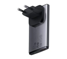 Baseus CCGP150113 GaN5 Rýchlonabíjací adaptér šedá / Ultratenký / 1x USB-C / 1x USB-A / 65W