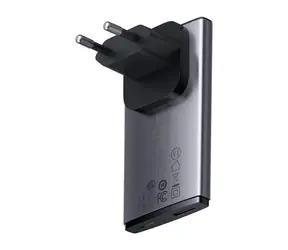 Baseus CCGP150113 GaN5 Rýchlonabíjací adaptér šedá / Ultratenký / 1x USB-C / 1x USB-A / 65W