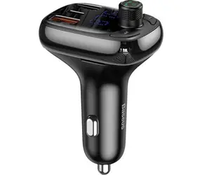 Baseus CCMT000101 T Shaped S-13 Nabíjačka do auta s Bluetooth prehrávačom čierna / 2x USB-A / 1x USB-C