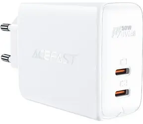 Acefast PD50W GaN nabíjačka biela / 2x USB-C / 50W