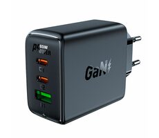 Acefast PD65W GaN nabíjačka čierna / 2x USB-C / 1x USB-A / 65W