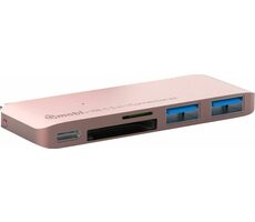 Gmobi Multi- Port USB-C Dokovacia stanica ružová / 2x USB-A 3.0 / 1x USB-C / SDHC/Micro SDHC Hub