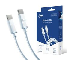 3mk Hyper Silicone dátový kábel USB-C - USB-C 2m biela / 100 W / 5A 