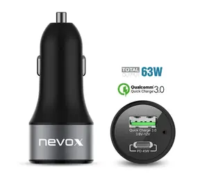 Nevox Kfz Nabíjačka do auta čierna / 1x USB-A / 1x USB-C / 63W
