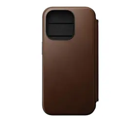 Nomad Modern Leather Folio flipové púzdro pre Apple iPhone 15 Pro hnedé 