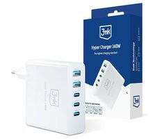 3mk Hyper Charger 140 W biela / cestovná nabíjačka / GaN 3x USB-C - 2x USB